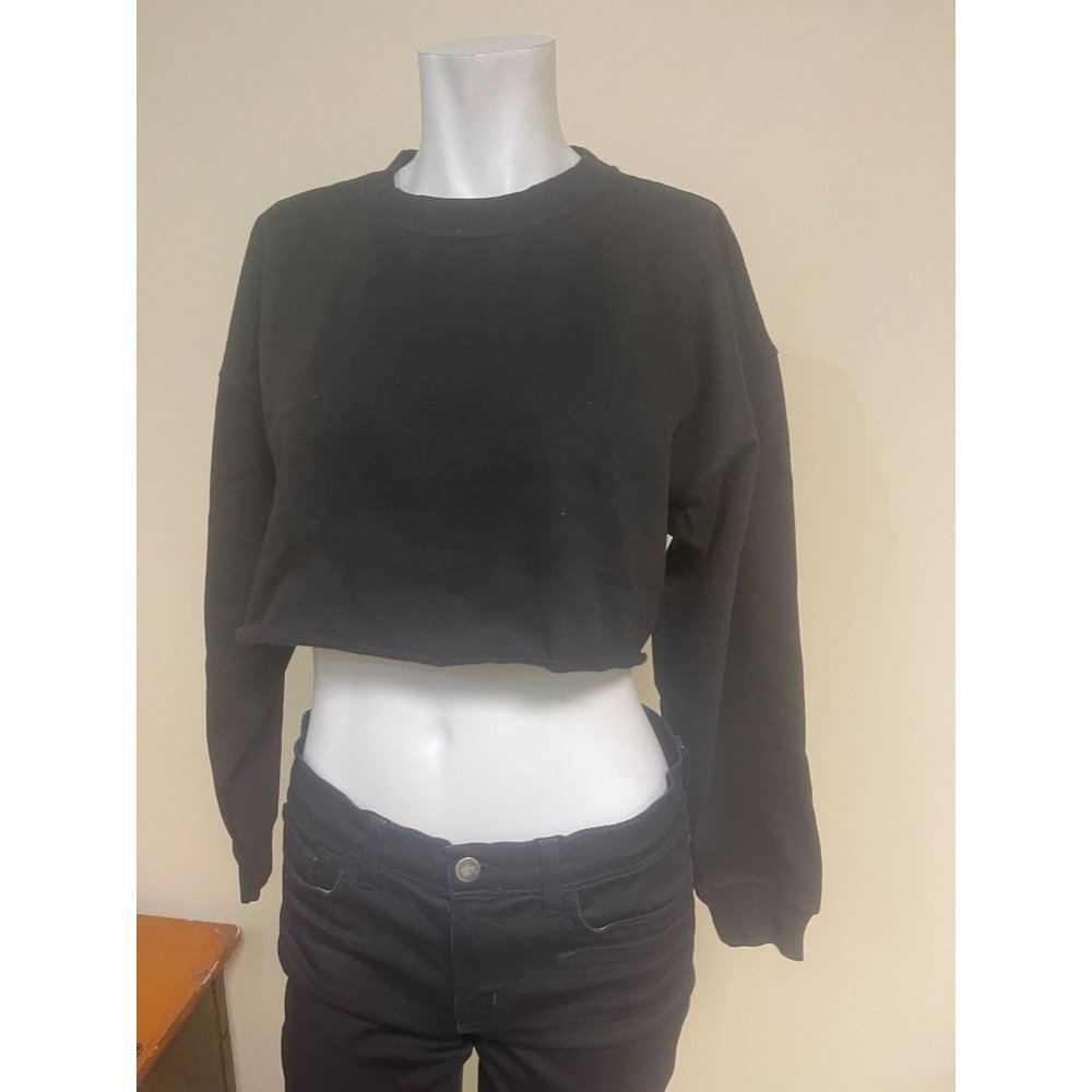 NWT WEWOREWHAT Cropped Sweatshirt - Black - Size XS - Picture 7 of 10
